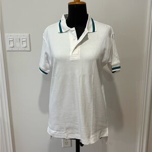 New! Coral Reef White Polo Golf Shirt with Green Accents